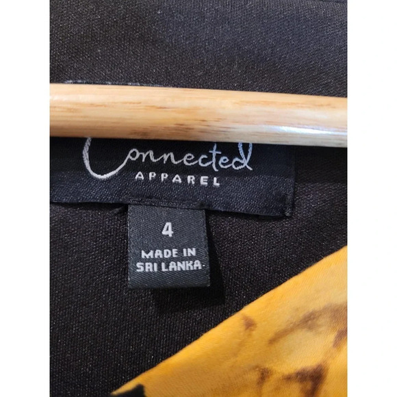 Connected Apparel Women Black Polyester Round Neck 3/4 Sleeves Wrap Dress Size 4 - Picture 10 of 11